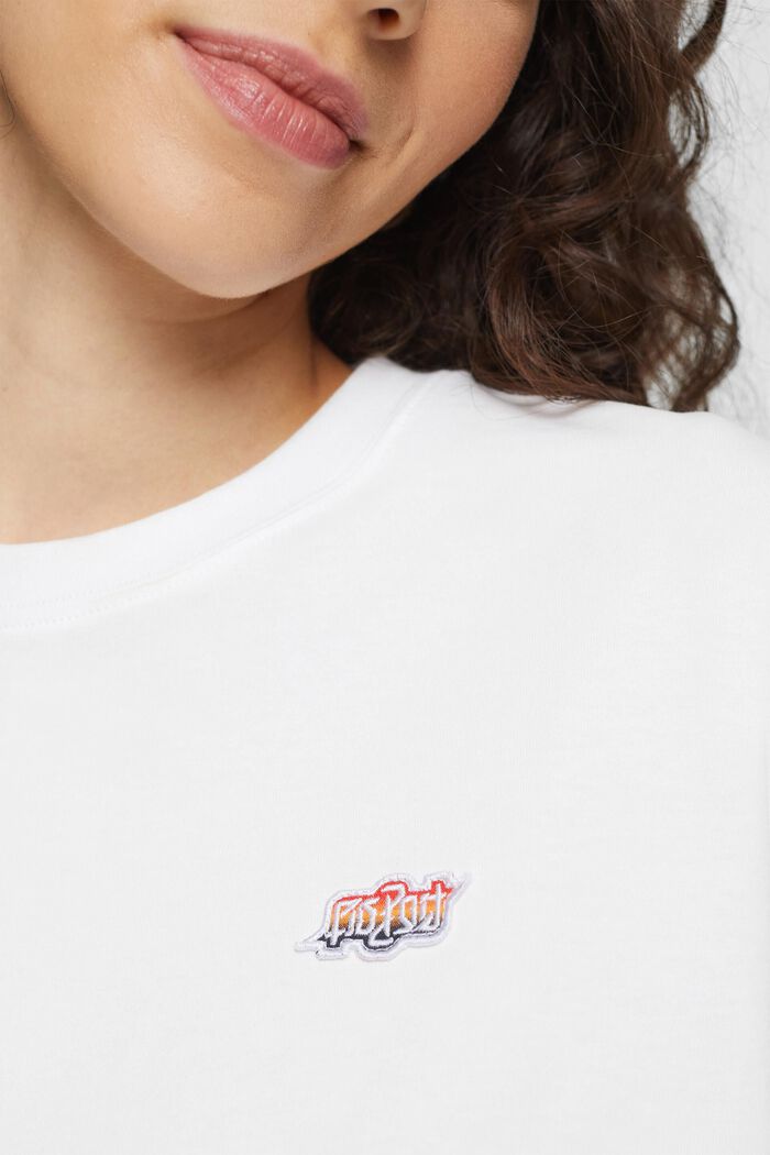 AMBIGRAM Chest Embroidery Cropped Tee, WHITE, detail image number 2