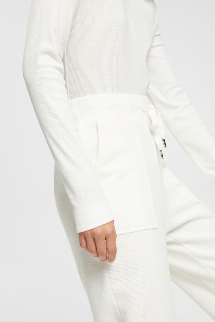 High-rise knitted jogger style trousers, OFF WHITE, detail image number 0