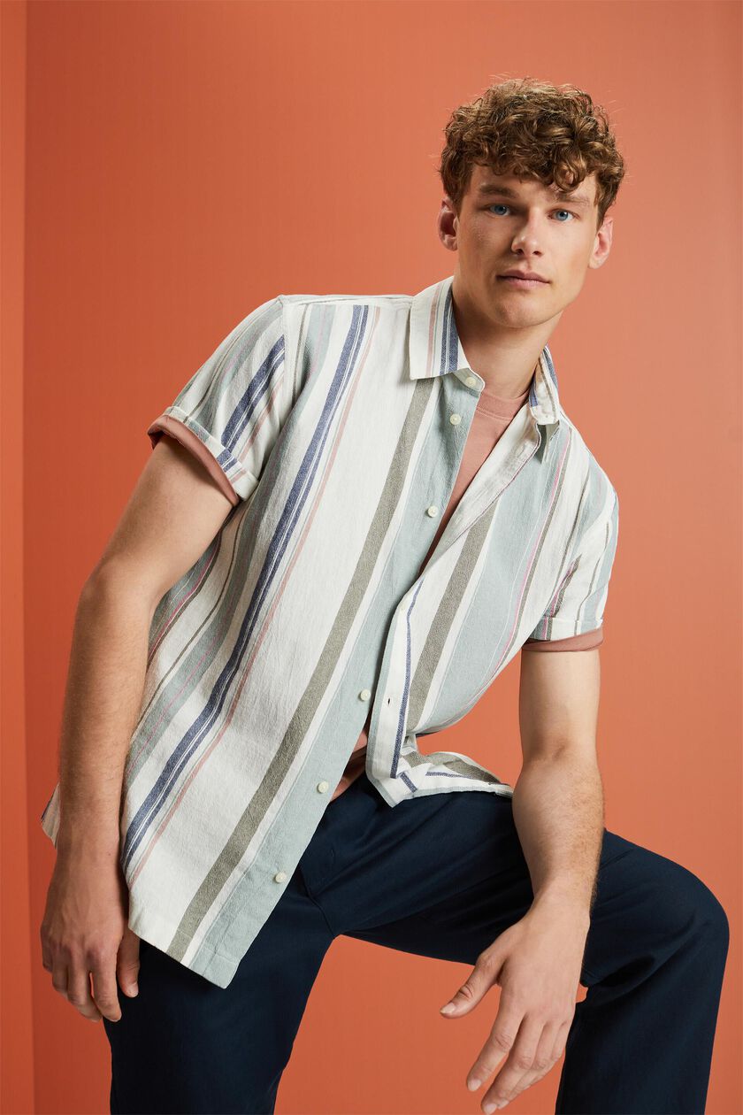 Striped short sleeve shirt, 100% cotton