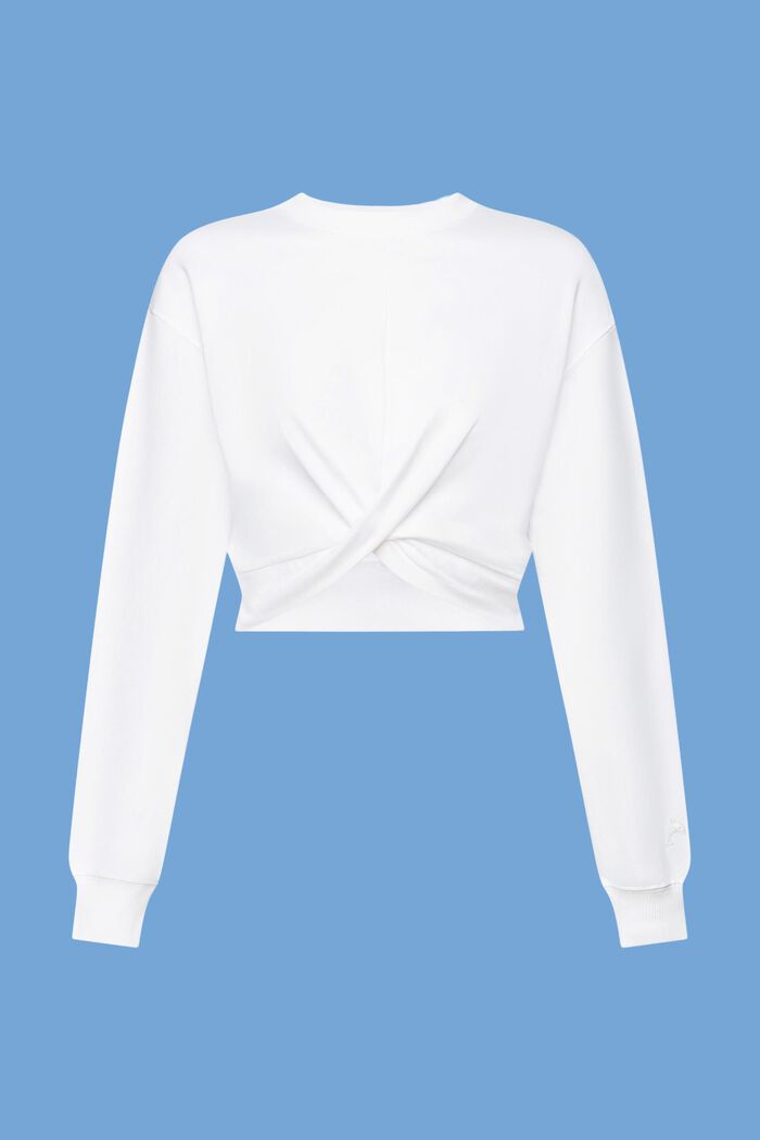 Cropped knot detail sweatshirt, WHITE, detail image number 7