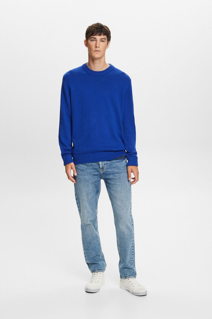 Cotton Crewneck Sweatshirt, BRIGHT BLUE, detail image number 4