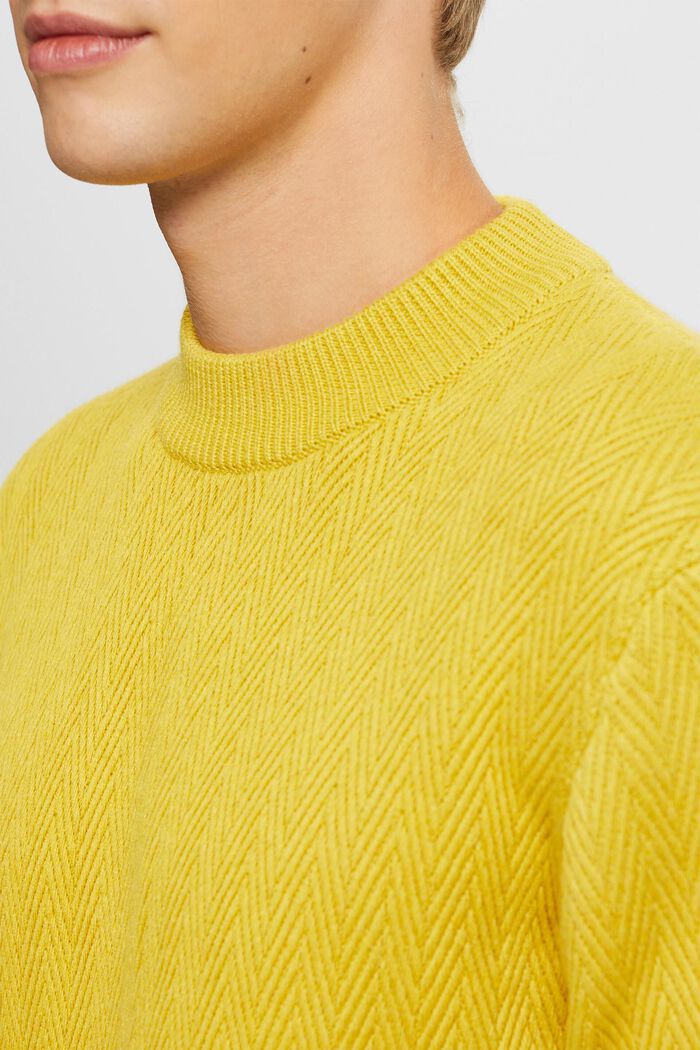 Jumper with herringbone pattern, DUSTY YELLOW, detail image number 3