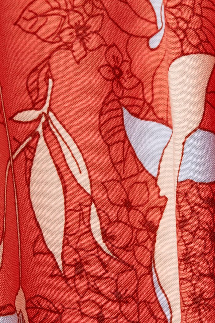 Patterned wide leg pull-on trousers, CORAL ORANGE, detail image number 5