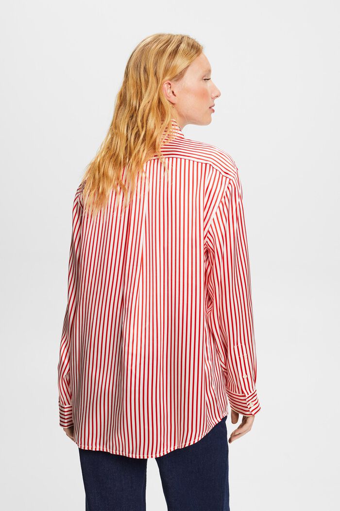 Striped Silk Charmeuse Shirt, DARK RED, detail image number 3