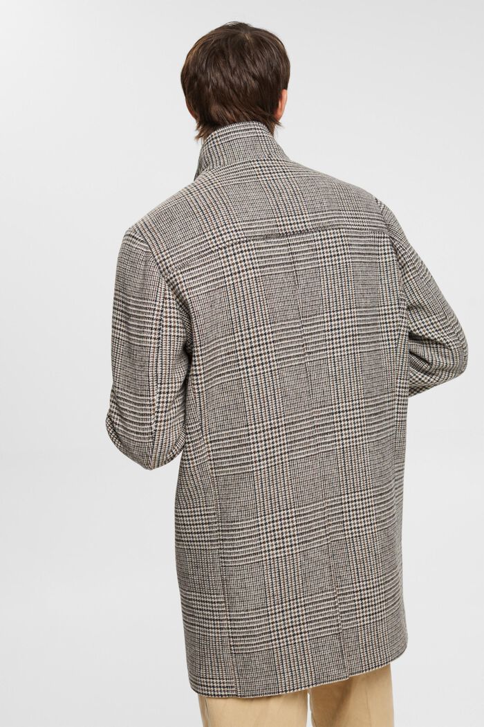 Glencheck wool blend coat, GREY, detail image number 3
