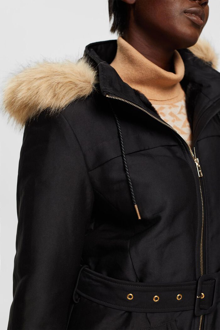 Parka with faux fur hood, BLACK, detail image number 3