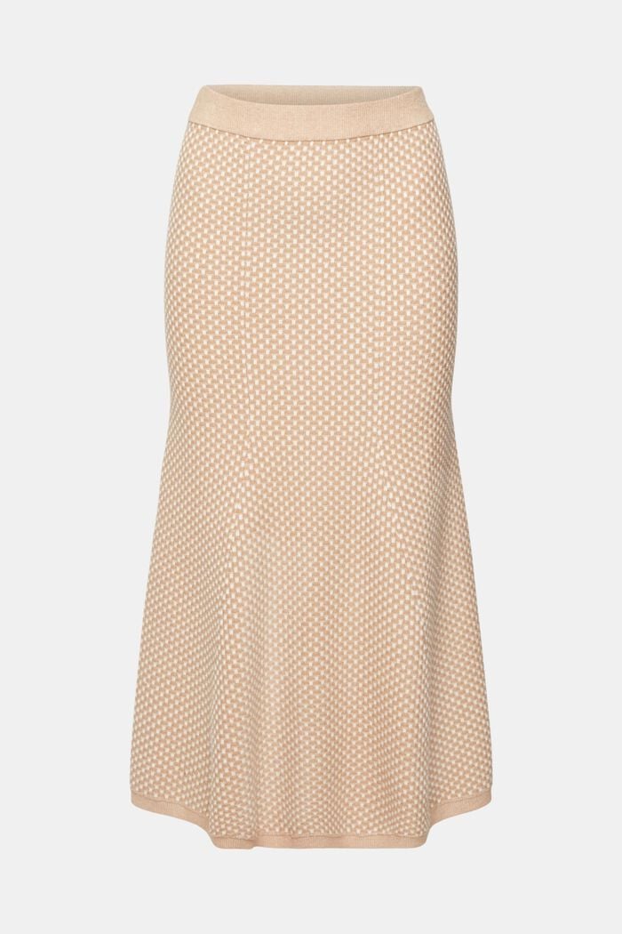 Two-coloured knit skirt, LENZING™ ECOVERO™, LIGHT BEIGE, detail image number 6