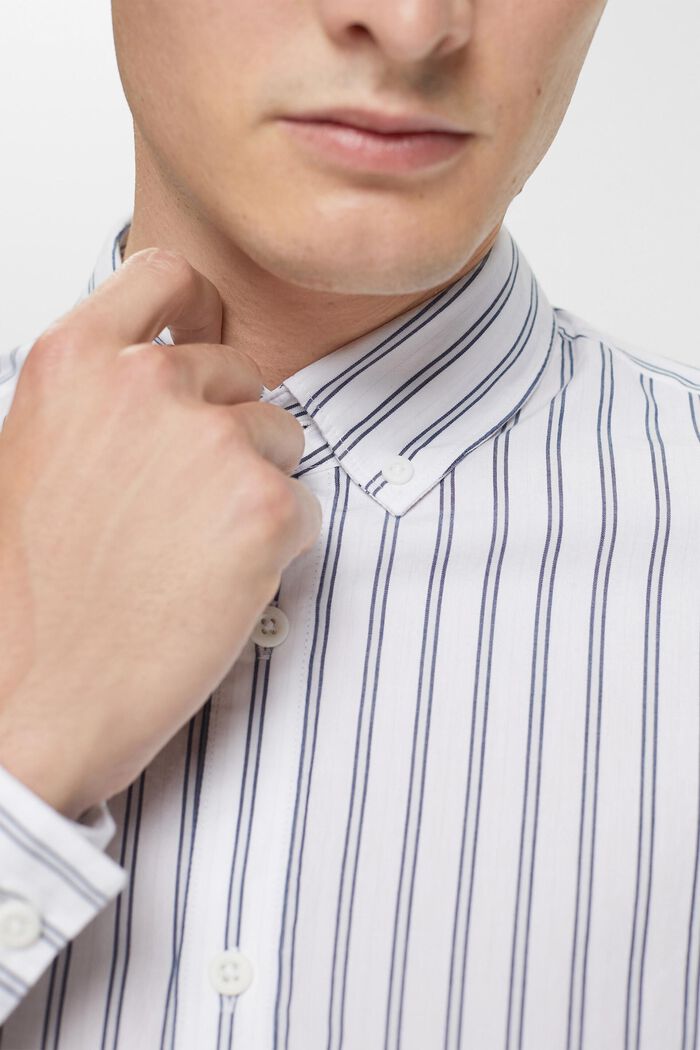 Striped button down shirt, WHITE, detail image number 0