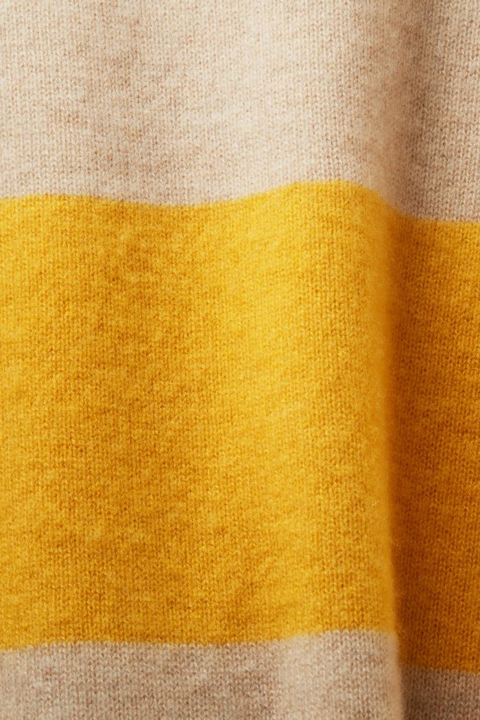 Rugby Stripe Cashmere Polo Sweater, YELLOW, detail image number 6