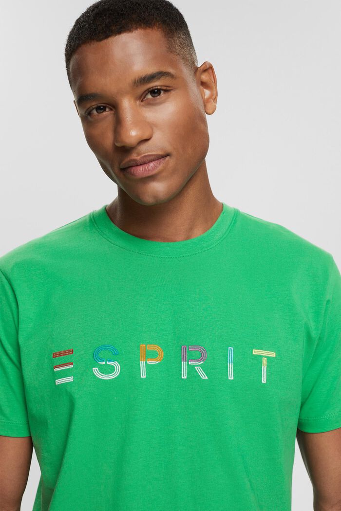 Jersey T-shirt with an embroidered logo, GREEN, detail image number 2