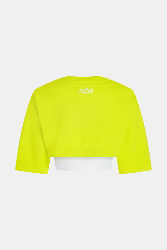 2-in-1 Neon Pop Print Logo Cropped Sweat Set, LIME YELLOW, detail image number 7