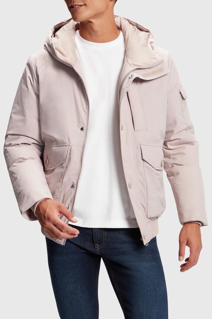 Down jacket with flap pockets, LIGHT TAUPE, detail image number 0