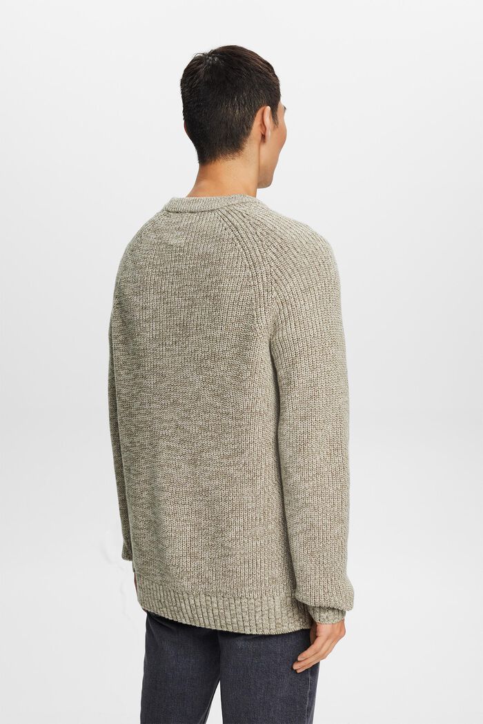 Ribbed-Knit Cotton Sweater, DUSTY GREEN, detail image number 4