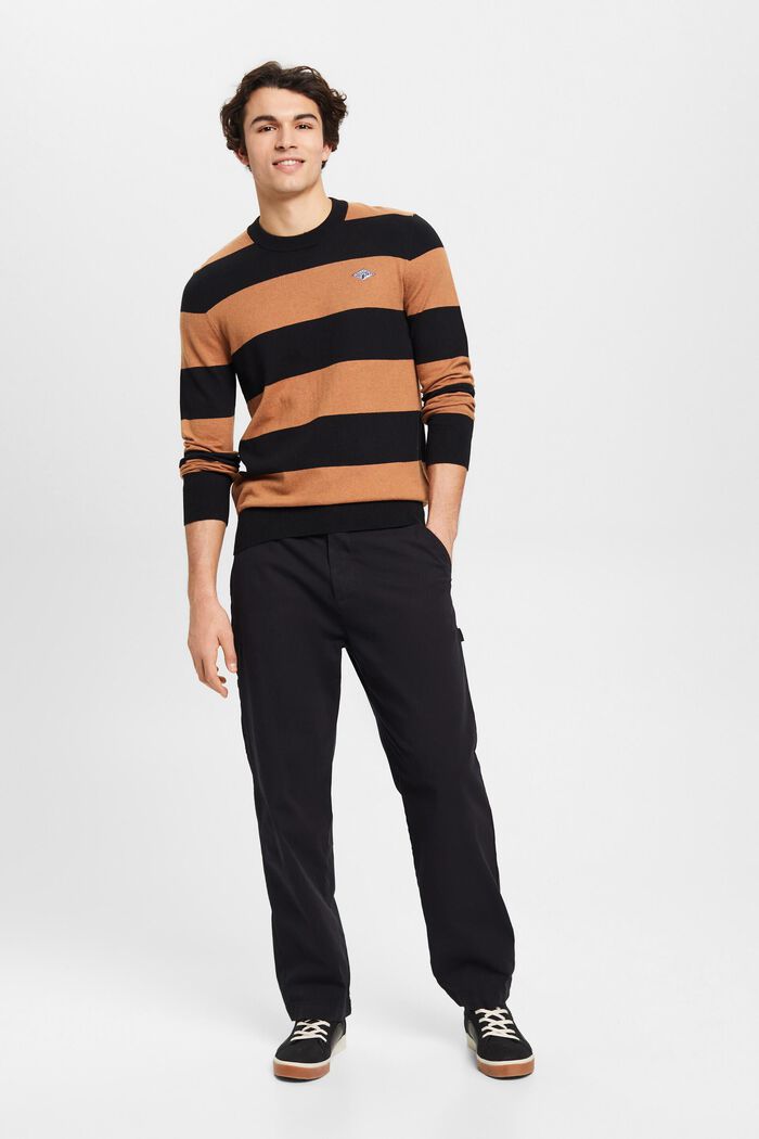 Striped knit jumper with cashmere, BLACK, detail image number 4