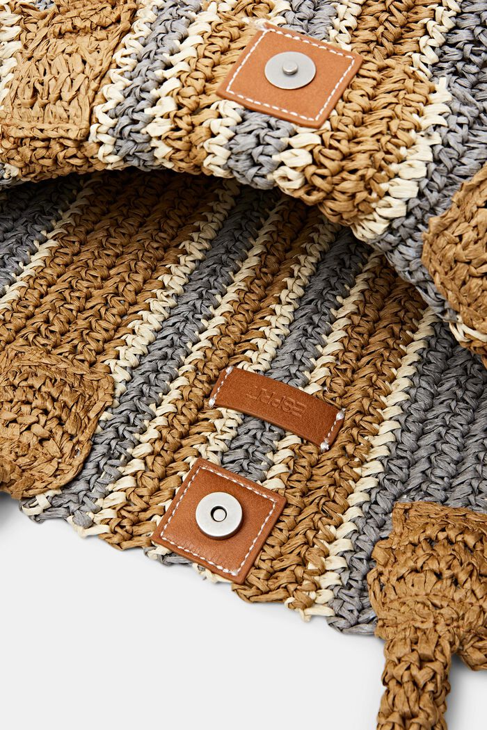 Woven Straw Tote, CARAMEL, detail image number 3
