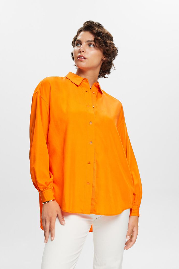 Oversized shirt blouse, BRIGHT ORANGE, detail image number 0