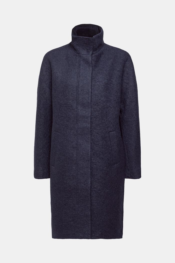 Wool-Blend Coat, NAVY, detail image number 2