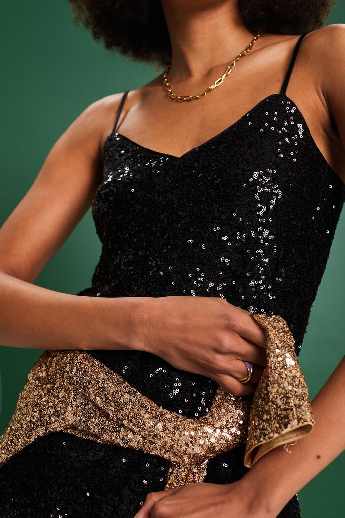 Sequined Camisole, BLACK, detail image number 3