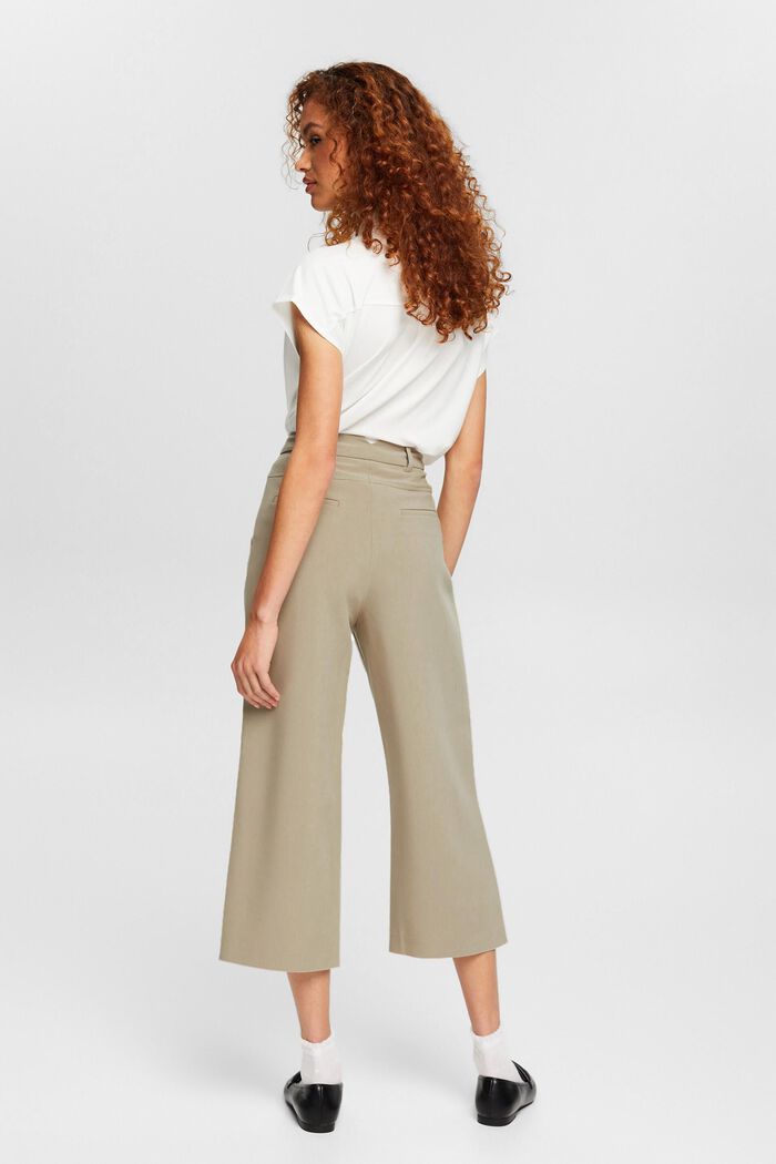 High-rise culottes with waist pleats, PALE KHAKI, detail image number 1