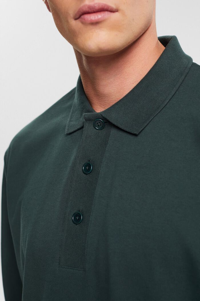 Long sleeve polo shirt, DARK TEAL GREEN, detail image number 0