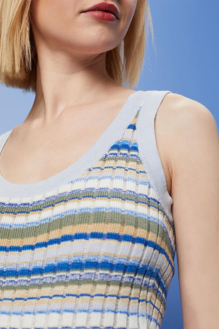Sleeveless knit top, 100% cotton, PASTEL BLUE 3, detail image number 2