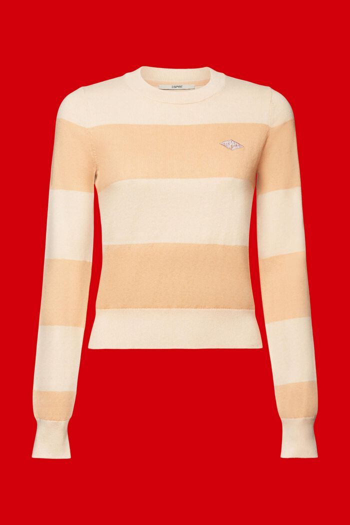 Striped cotton jumper with cashmere, BEIGE, detail image number 6