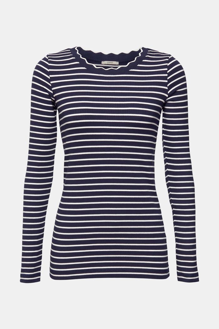 Long-sleeved ribbed top, NAVY, detail image number 2