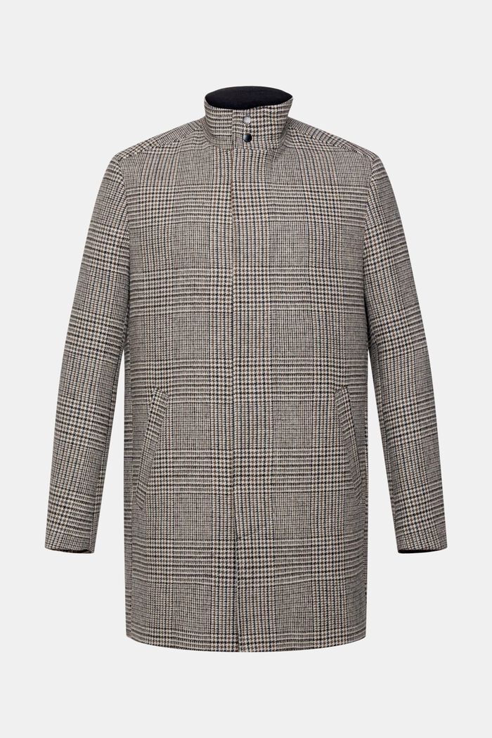 Glencheck wool blend coat, GREY, detail image number 5