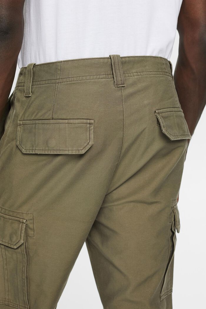 Washed cargo trousers, 100% cotton, KHAKI GREEN, detail image number 4
