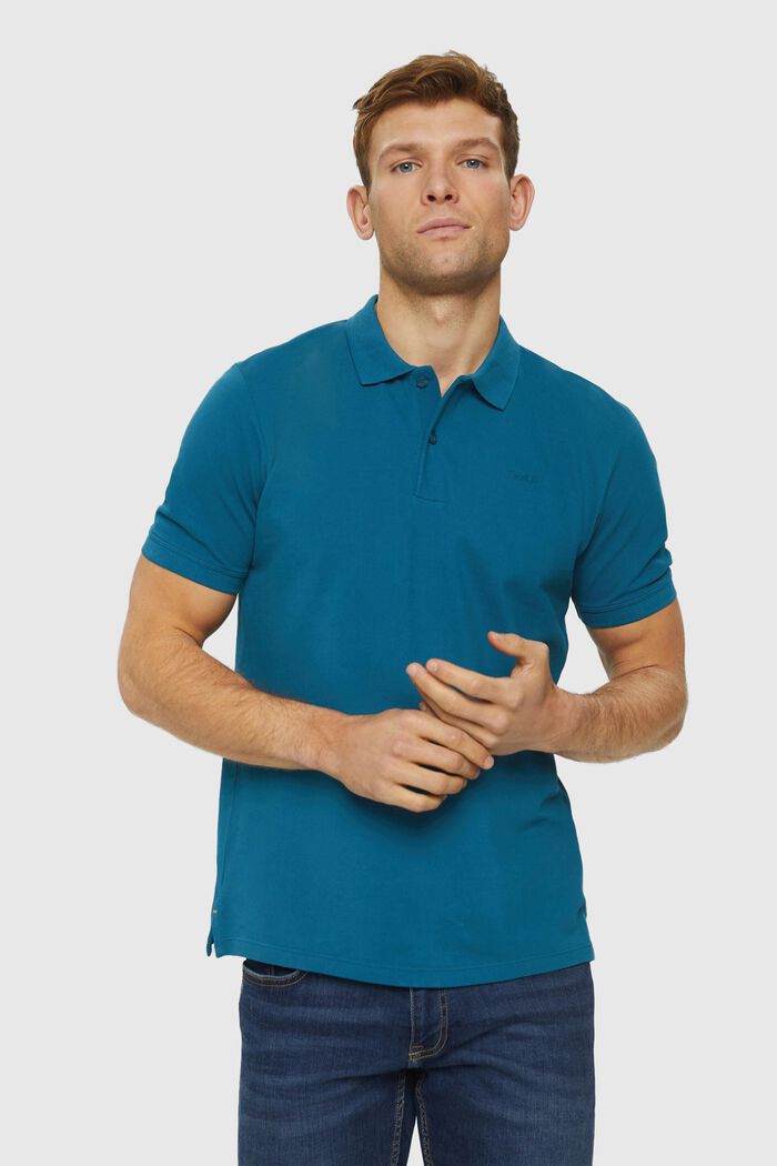 Pima cotton piqué polo shirt, PETROL BLUE, detail image number 0