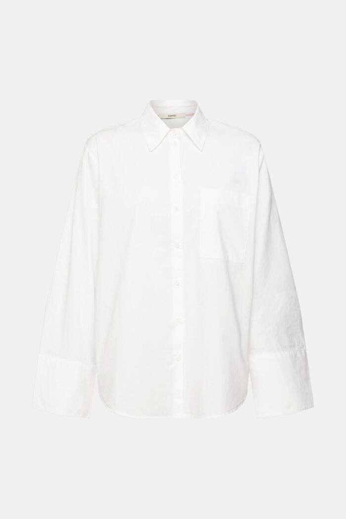 Oversized white cotton blouse, WHITE, detail image number 7