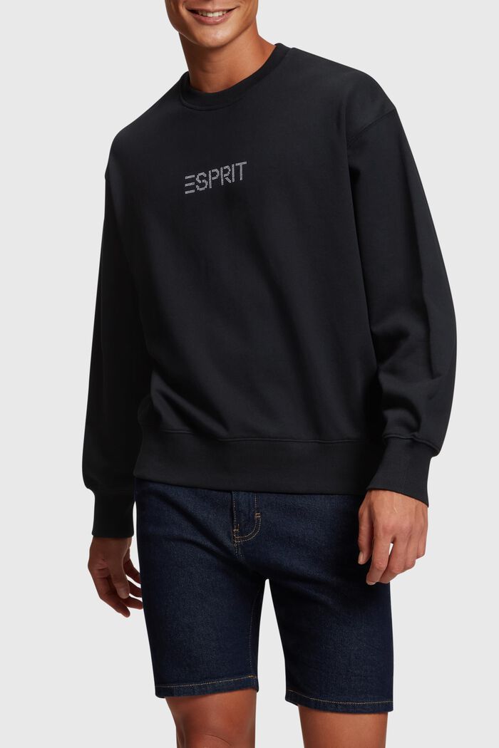 Stud logo applique sweatshirt, BLACK, detail image number 0