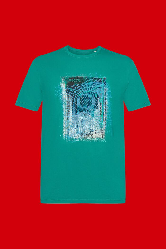 Sustainable cotton T-shirt with print, EMERALD GREEN, detail image number 6
