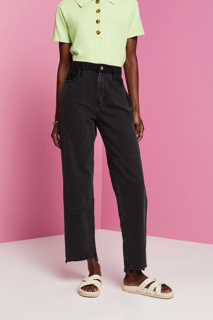 Wide leg jeans with an asymmetric hem, BLACK MEDIUM WASHED, detail image number 0
