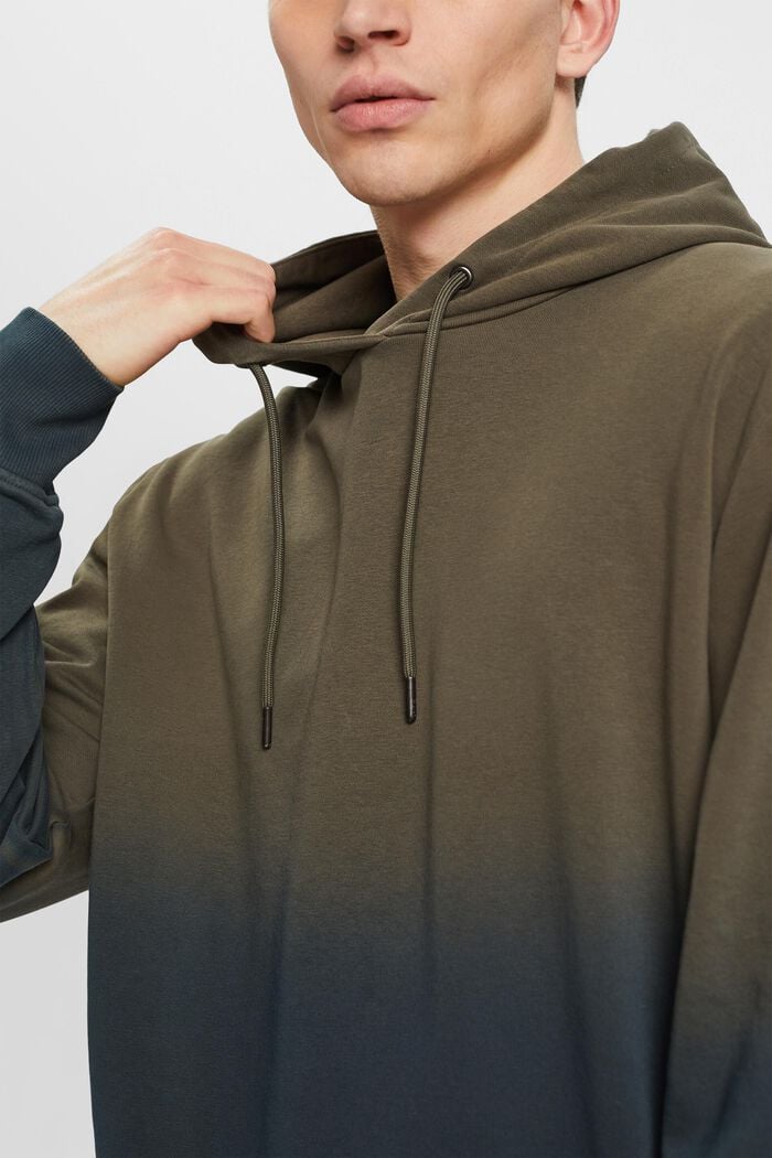 Two-tone sprayed effect hoodie, KHAKI GREEN, detail image number 2