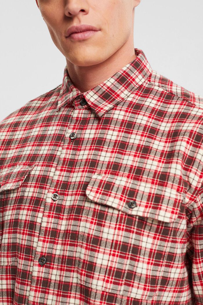 Checked flannel shirt, DARK RED, detail image number 3
