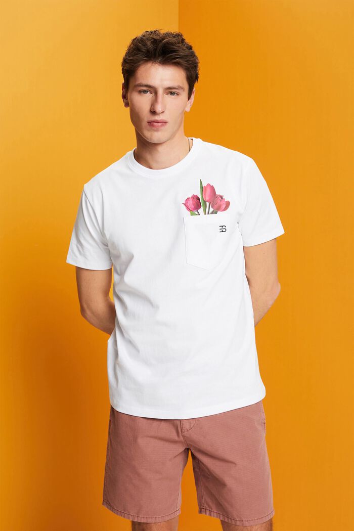 Jersey t-shirt with a print, 100% cotton, WHITE, detail image number 0