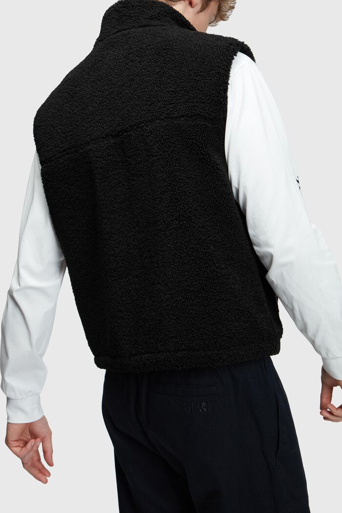 Teddy borg gilet with embroidered logo, BLACK, detail image number 0