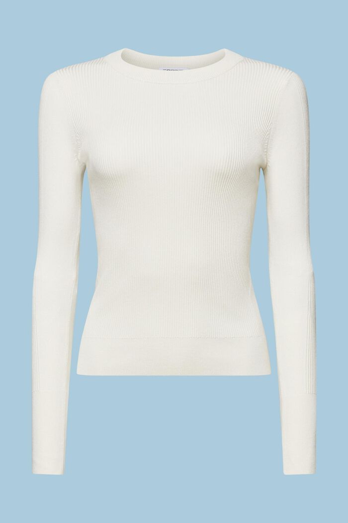 Rib-Knit Crewneck  Sweater, ICE, detail image number 6
