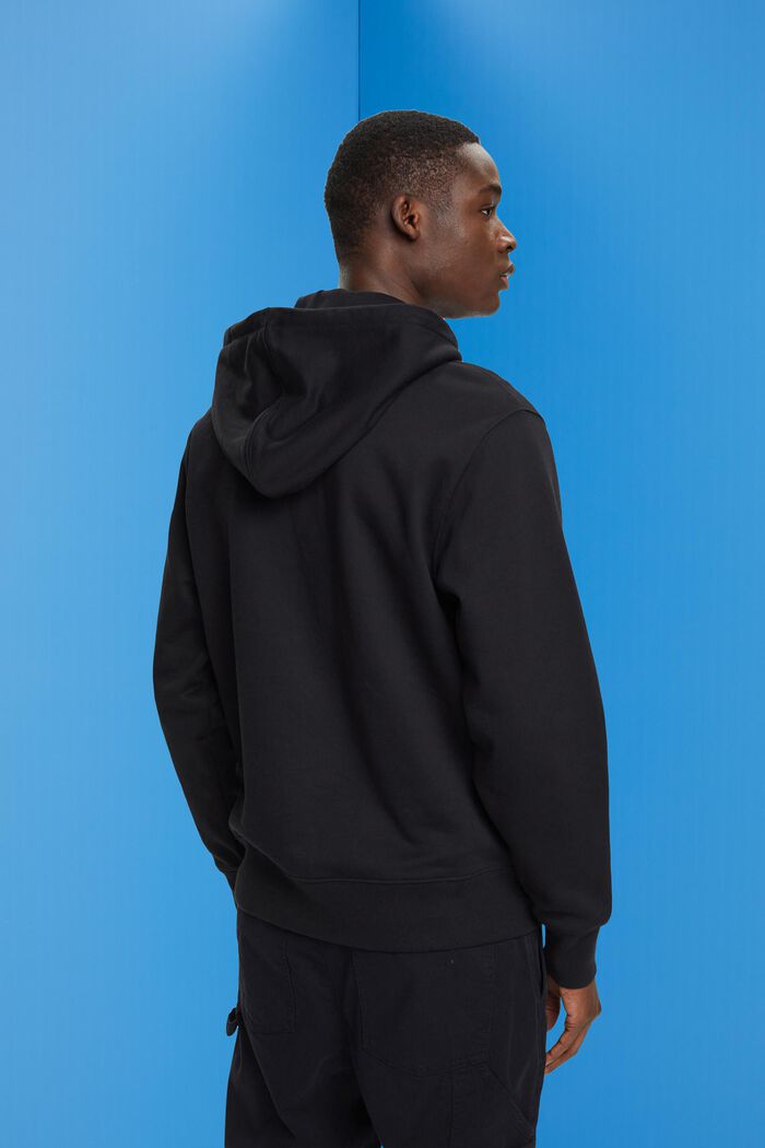 Full-length zip hoodie, BLACK, detail image number 3