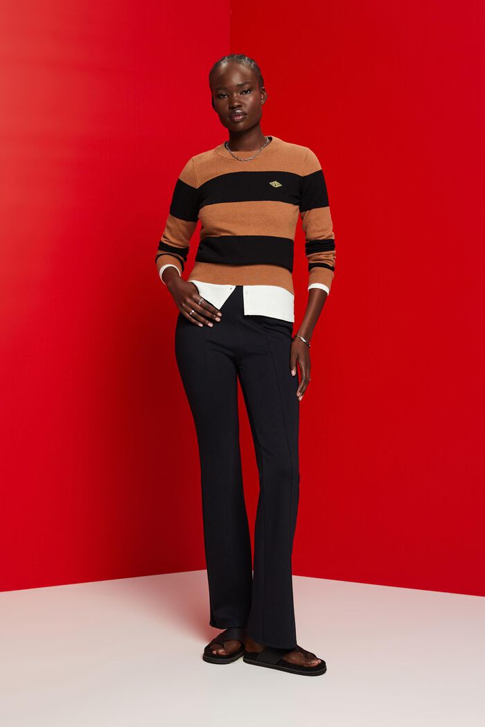Striped cotton jumper with cashmere, TOFFEE, detail image number 4