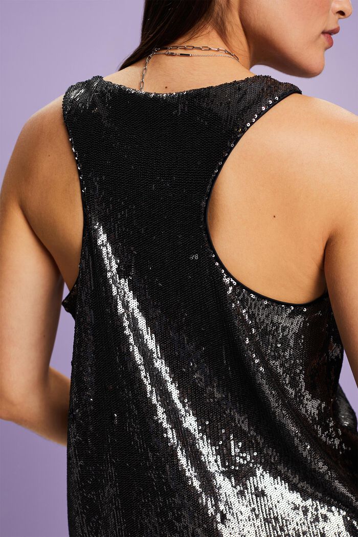 Sequined Tank Top, SILVER, detail image number 3