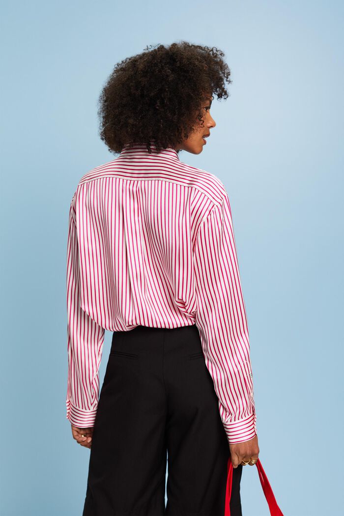Striped Silk Shirt, PINK FUCHSIA, detail image number 2