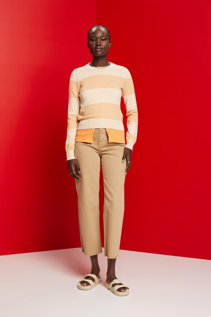 Striped cotton jumper with cashmere, BEIGE, detail image number 4
