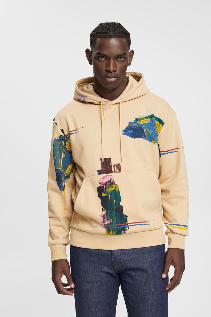 Print sweatshirt hoodie, CREAM BEIGE, detail image number 0