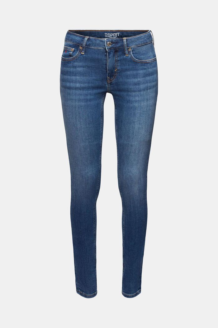 Premium mid-rise skinny jeans, BLUE MEDIUM WASHED, detail image number 7