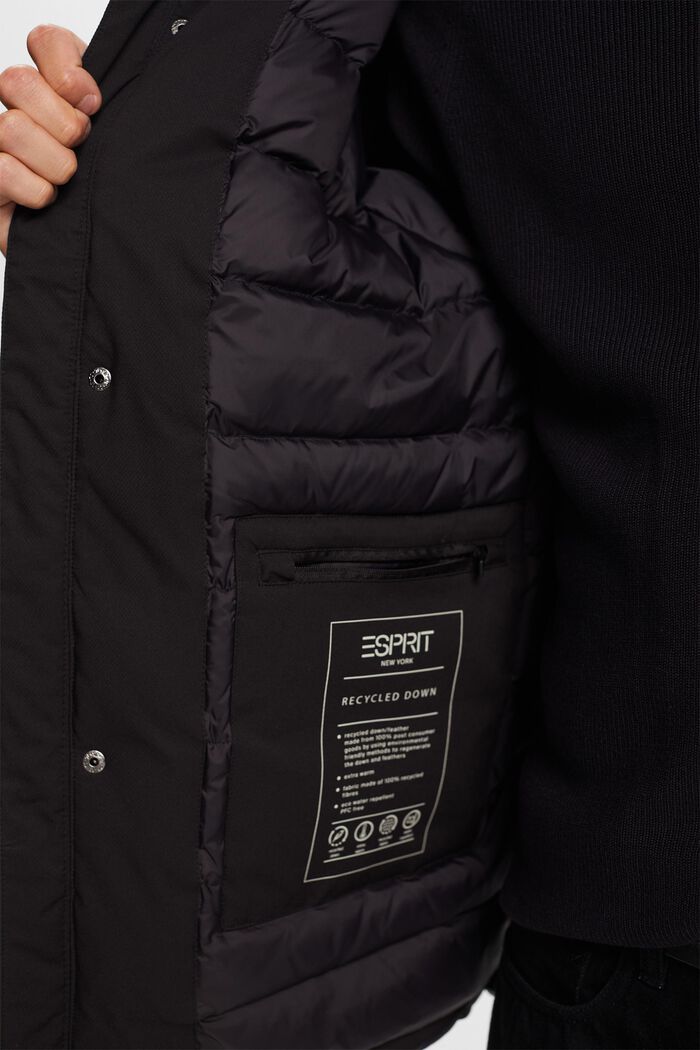 Recycled: down jacket with detachable hood, BLACK, detail image number 4