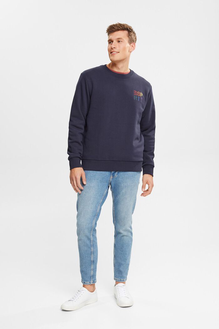 Sweatshirt with a colourful embroidered logo, NAVY, detail image number 0