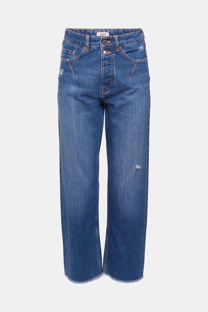 High-rise distressed dad fit jeans, BLUE MEDIUM WASHED, detail image number 6