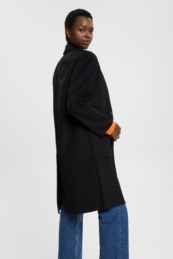 Recycled wool blend coat, BLACK, detail image number 3